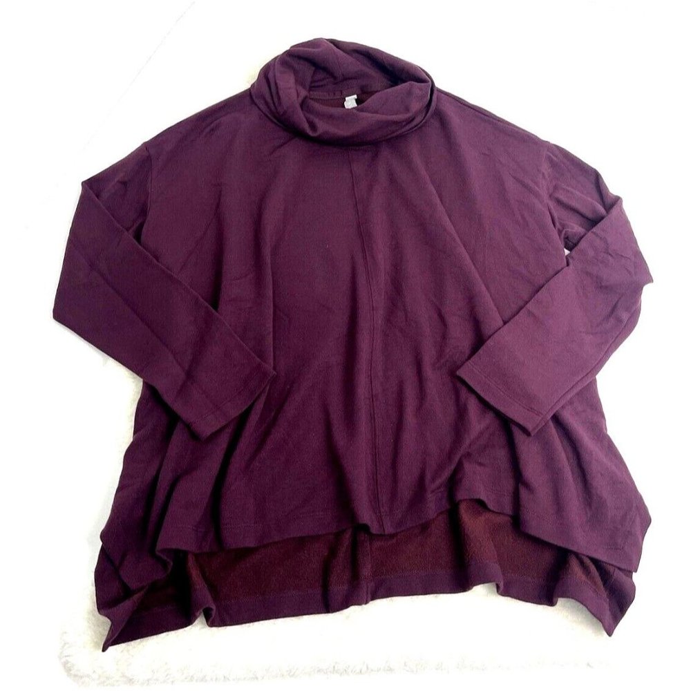ATHLETA Ethereal‎ Brushed Funnel Neck Oversized Pullover Sweater Burgundy Size S